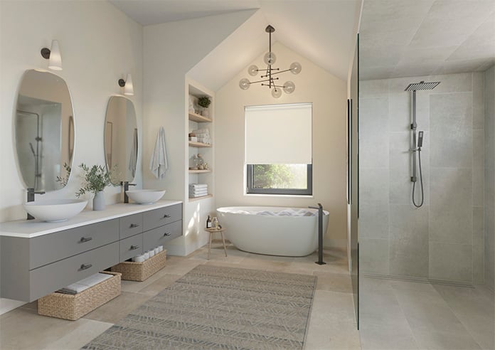 Oceana (Blackout), Cotton White - Motorised Roller Blind - Image 7